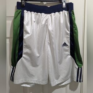 Adidas Men's Athletic Shorts in White, Green, and Navy